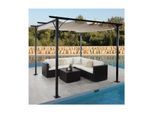 Pergola MCW-C42, Garten Pavillon, stabiles 6cm-Gestell + Schiebedach ~ creme 3x3m