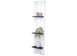 Wandregal MCW-C92, Wandpaneel Holzregal Regal, 3 Ebenen 150x33x13cm Massivholz Vintage ~ weiß/dunkelgrau shabby