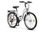 Licorne Bike Stella Premium City Bike 20,24,26 und 28 Zoll Fahrrad für Mädchen Herren und Damen 21 Gang (6 Gang bei 20 Zoll) Holland Citybike Zoll:24;Farbe:Weiss