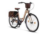 Licorne Bike Stella Plus Premium City Bike in Zoll Aluminium Fahrrad für Mädchen, Jungen, Herren und Damen - 21 Gang-Schaltung - Hollandfahrrad Größe:28 Zoll;Farbe:Gold