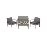 Poly-Rattan Garnitur MCW-F56, Balkon-/Garten-/Lounge-Set Sitzgruppe ~ grau, Kissen dunkelgrau