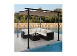 Pergola MCW-C42, Garten Pavillon, stabiles 6cm-Gestell + Schiebedach ~ 3,5x3,5m taupe-braun