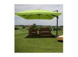 Gastronomie-Ampelschirm MCW-A96, Sonnenschirm, 3x3m (Ø4,24m) Polyester/Alu 23kg ~ Flap, grün mit Ständer