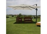 Gastronomie-Ampelschirm MCW-A96, Sonnenschirm, 3x4m (Ø5m) Polyester/Alu 26kg ~ creme-grau ohne Ständer