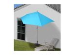 Sonnenschirm halbrund Lorca, Halbschirm Balkonschirm, UV 50+ Polyester/Alu 3kg ~ 270cm türkis mit Ständer