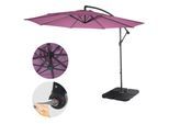 Ampelschirm Terni, Sonnenschirm Sonnenschutz, Ø 3m neigbar, Polyester/Stahl 11kg ~ lavendel-rot mit Ständer