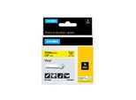 DYMO Rhino-Industrie-Vinyletiketten | 12 mm x 5,5 m | schwarz auf gelb | selbstklebend