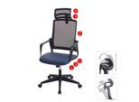 Bürostuhl MCW-J52, Drehstuhl Schreibtischstuhl, ergonomisch Kopfstütze, Kunstleder ~ blau-grau