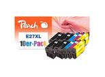 Peach E27 10 Druckerpatronen XL (2*bk, bk, c/m/y) ersetzt Epson T2716, No. 27XL, C13T27164010*2 für z.B. Epson WorkForce WF -3600 (wiederaufbereitet)