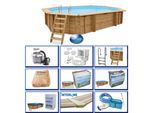 Holzpool "Java" 6,40 x 4,00 m/ 1,38m POOLROBOTER SUPER SET