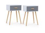 Idmarket - Lot de 2 tables de chevet eiya scandinaves en bois blanc et gris - Gris