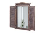 Wandspiegel Badspiegel Badezimmer Spiegelfenster mit Fensterläden, 71x46x5cm ~ shabby braun