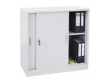 Aktenschrank Preston MCW-F41, Stahlschrank Büroschrank, mit abschließbaren Schiebetüren 90x90x45cm ~ grau