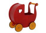 Dänischer Designer Holz-Puppenwagen (rot) / dolls pram red