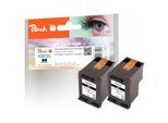 Peach HP 301 XLbk 2 Druckköpfe XL 2*bk ersetzt HP No. 301XL bk*2, D8J45AE für z.B. HP Envy 5530, HP DeskJet 1000, HP DeskJet 1010, HP DeskJet 1050 (wiederaufbereitet)