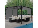 Pergola Beja, Garten Pavillon Terrassenüberdachung, stabiles 6cm-Stahl-Gestell + Schiebedach grau ~ 4x4m