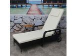 Poly-Rattan Sonnenliege Cesena, Relaxliege Gartenliege Liege, Alu ~ anthrazit, Kissen beige