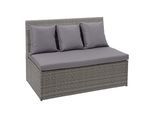 Poly-Rattan 2er Sofa MCW-G16, Lounge-Gartenbank Sitzbank Sessel, Gastronomie 120cm ~ grau, Kissen dunkelgrau
