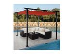 Pergola MCW-C42, Garten Pavillon, stabiles 6cm-Gestell + Schiebedach ~ 3x3m terracotta