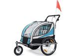 SAMAX 360° drehbarer Fahrradanhänger 2in1 Jogger - in Blau - Silver Frame