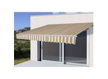Alu-Markise MCW-E49, Gelenkarmmarkise Sonnenschutz 2,5x2m ~ Polyester grau-gelb gestreift