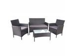 Poly-Rattan Garten-Garnitur MCW-D82, Sitzgruppe Lounge-Set ~ schwarz mit Kissen anthrazit