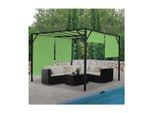 Pergola Beja, Garten Pavillon Terrassenüberdachung, stabiles 6cm-Stahl-Gestell + Schiebedach grün ~ 3x3m