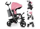 KIDIZ® Dreirad 5in1 Kinderdreirad mit Schubstange Lenksystem Stange ab 1 Jahr vorwärts und Rückwärtsfahrt Jogger , Korb Tasche Getränkehalter Sonnendach Gummiräder, Buggy Fahrrad Baby Klappbar
