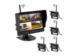 CARMATRIX AHD QUAD DVR 4 Kanal Funk Rückfahrsystem Digital Auto Wohnmobil Monitor mit Mikrofon (4 Kameras)
