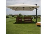 Gastronomie-Ampelschirm MCW-A96, 3,5x3,5m (Ø4,95m) Polyester Alu/Stahl 25kg ~ Flap, creme-grau ohne Ständer, drehbar