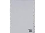Schäfer Shop Select Ordnerregister, für DIN A4, numerisch, 12 Fächer, Polypropylen, grau