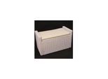 Aufbewahrungstruhe Genua, Truhe Sitzbank Garderobenbank, Kissen Kubu Rattan 88cm ~ weiß