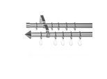 Lichtblick Gardinenstange Kegel, 20 mm, ausziehbar, 2 läufig 130 - 240 cm Chrom Matt
