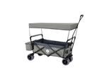 Miweba Bollerwagen MB-10, faltbar, Bremse, abnehmbares Dach, PU-Breitreifen, Transporttasche, 100 kg (Grau/Dunkelgrau)
