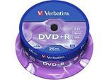 Verbatim DVD+R 16x 4,7 GB Matt Silber Spindel 25 Stück