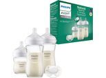 Philips AVENT Babyflasche Natural Response Starter-Set Glas für Neugeborene SCD878/11, 3 Flaschen aus Glas und ultra soft Schnuller, weiß