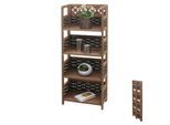 Regal MCW-K86, Standregal Wohnregal, klappbar 4 Ablagen, Holz 110cm ~ dunkelbraun, Geflecht dunkelbraun