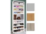 VCM Holz-Schuhregal Maße: H. 183 x B. 70 x T. 37 cm Allzweckschrank 9 Fächer ohne Türen – Lona