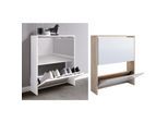 VCM Holz Schuhschrank Maße: H. 73 x B. 63 x T. 17 cm 2 Klappen mit Spiegel - Stido L