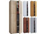 VCM Holz Kleiderschrank Schrank mit 5 Fächern und Drehtüren Maße ca. B. 70 x H. 184 x T. 40 cm – Lona