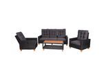 Gartengarnitur MCW-G28, Sitzgruppe Lounge-Set, Akazie Holz halbrundes Rattan verstellbar MVG ~ anthrazit, Kissen grau