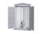 Wandspiegel Badspiegel Badezimmer Spiegelfenster mit Fensterläden, 71x46x5cm ~ shabby grau