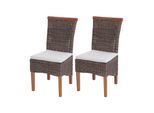 2er-Set Esszimmerstuhl Sinio, Stuhl Küchenstuhl, Rattan ~ mit Sitzkissen