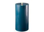 Deluxe Homeart LED Stumpenkerze Real Flame petroleum, 20 cm, Ø 10 cm