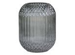 Chic Antique Glasvase kariert mit Rillen, H25/D18 cm, kohle