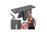 Miweba Sports Gymnastikmatte GM100, faltbar, rutschfest, Turnmatte für zuhause, Tragegriffe, PVC (Grau)