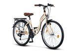 Licorne Bike Stella Premium City Bike 20,24,26 und 28 Zoll Fahrrad für Mädchen Herren und Damen 21 Gang (6 Gang bei 20 Zoll) Holland Citybike Zoll:26;Farbe:Beige