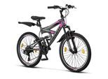 Licorne Bike Strong V Premium Mountainbike in 24 und 26 Zoll - Fahrrad für Jungen, Mädchen, Damen und Herren - Shimano 21 Gang-Schaltung - Vollfederung Zoll:24;Farbe:Anthrazit/Rosa