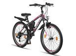 Licorne Bike Guide Premium Mountainbike in 20, 24 und 26 Zoll - Fahrrad für Mädchen, Jungen, Herren und Damen - Shimano 21 Gang-Schaltung, Kinderfahrrad, Kinder Zoll:24;Farbe:Anthrazit/Rosa
