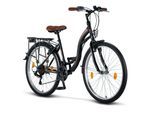 Licorne Bike Stella Premium City Bike 20,24,26 und 28 Zoll Fahrrad für Mädchen Herren und Damen 21 Gang (6 Gang bei 20 Zoll) Holland Citybike Zoll:26;Farbe:Schwarz